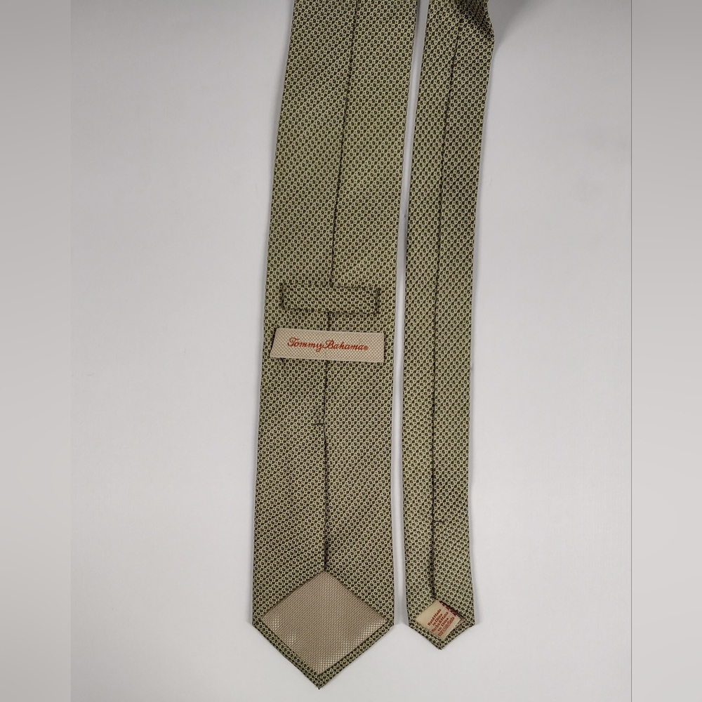 Tommy Bahama Men's Silk Tie Gold Green Geo-print & Marlin - Picture 4 of 7